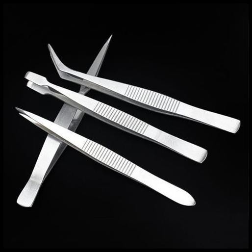 DISKON PINSET STAINLESS 4 FUNGSI SERBAGUNA 4PC TWEEZER SET KURVA LURUS ISI 4 