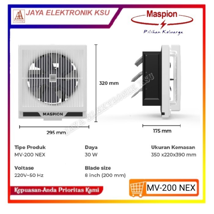 MASPION EXHAUST FAN DINDING MV-200 NEX 8 INCH