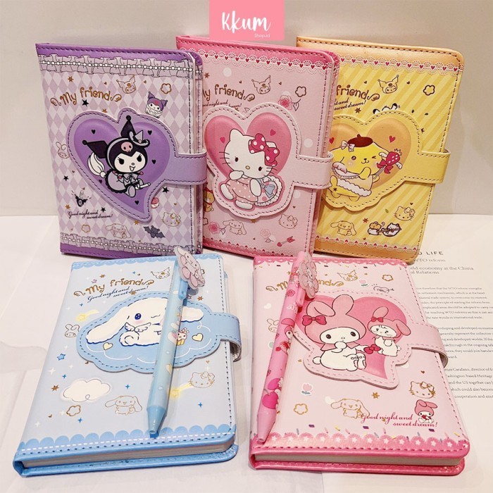 

2 in 1 Gift set notebook sanrio magnet/ Buku tulis cute kuromi cinnamo