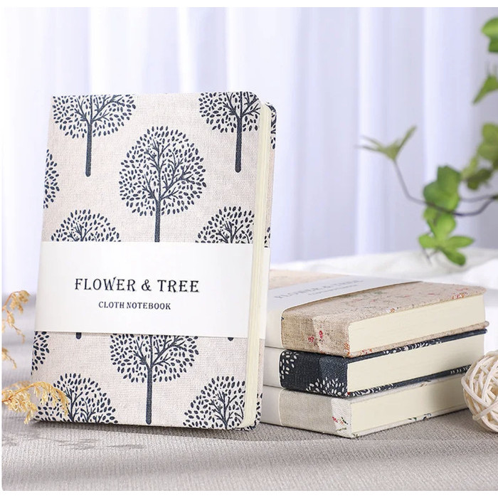 

Premium Vintage Flower & Tree Diary Notebook B6 with Linen Cover