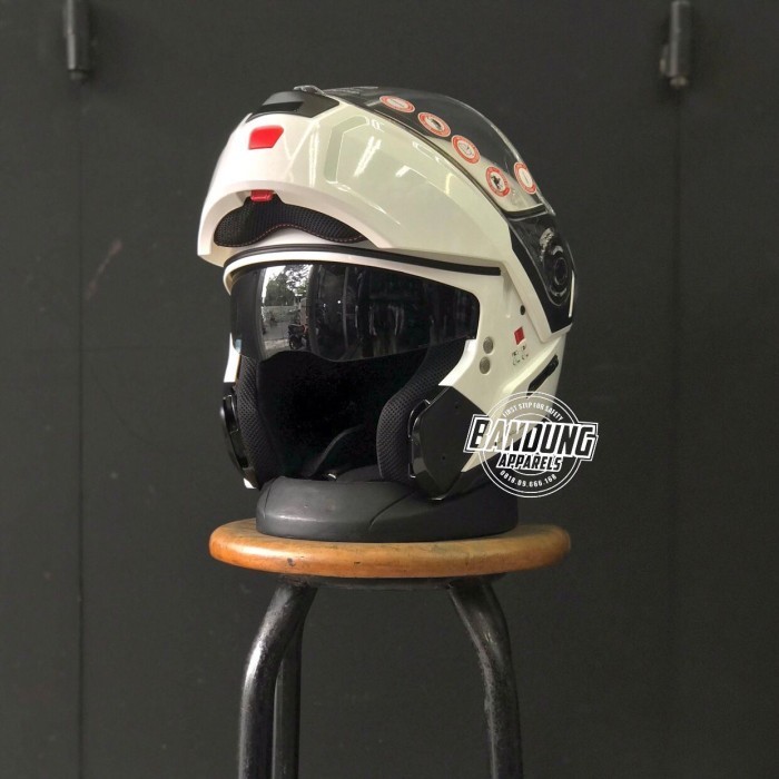 Helm Motor Modular Nolan N903 Special Metal White Full Face Sni