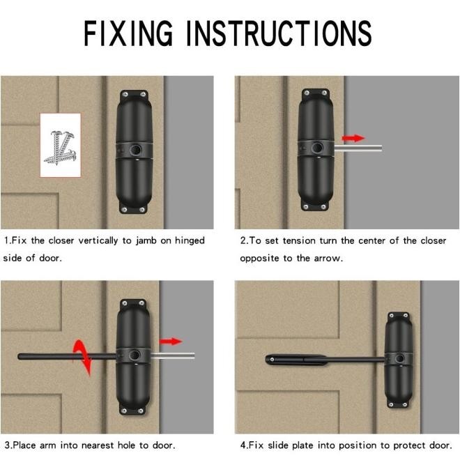Door Closer /Engsel Penutup Pintu Hidrolik/Otomatis/Dor Closer Hitam