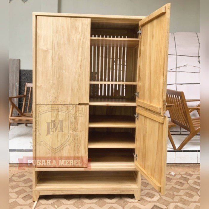 lemari rak sepatu kayu jati, almari rak sepatu, lemari rak buku kayu