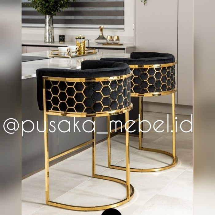 Kursi Bar Besi Stainless, Kursi Bar Busa Besi Stainless Gold Luxury