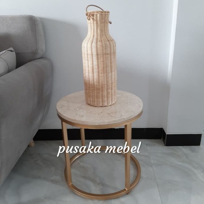 meja bulat marmer - meja lampu besi - meja bulat lampu ruang tamu