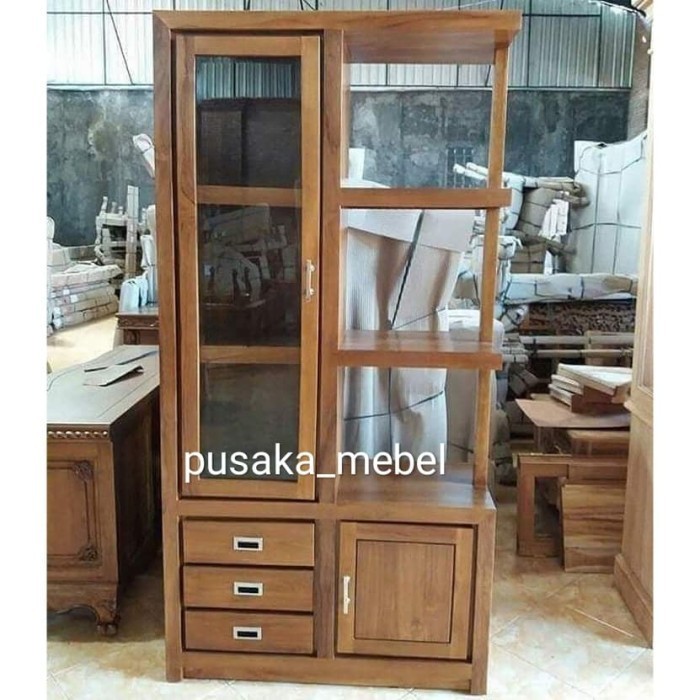 almari hias minimalis kayu jati / hiasan ruang tamu /almari ruang tamu