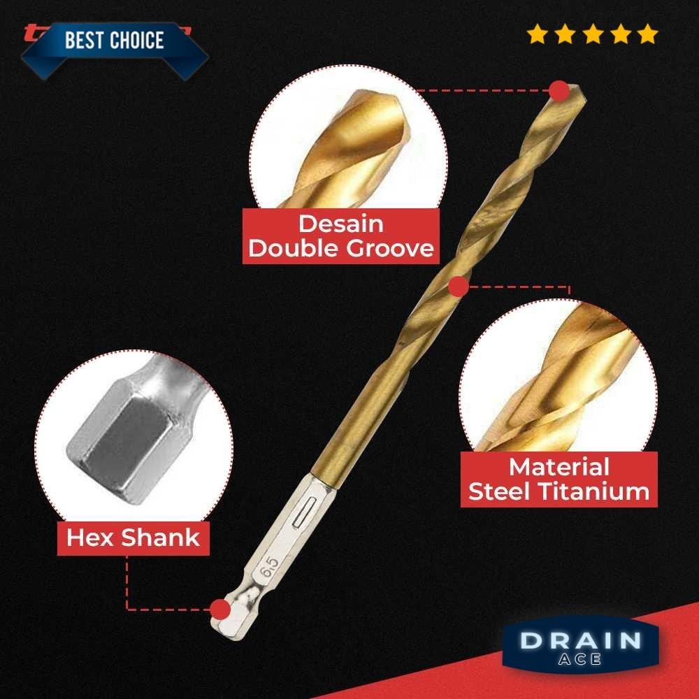 Mata Bor Power Drill Steel Titanium Hex Shank 13 PCS