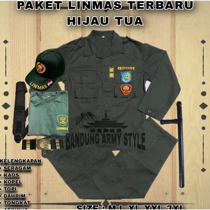 Seragam Linmas Terbaru Hijau Army Pakian Linmas,Seragam Linmas Kumplit