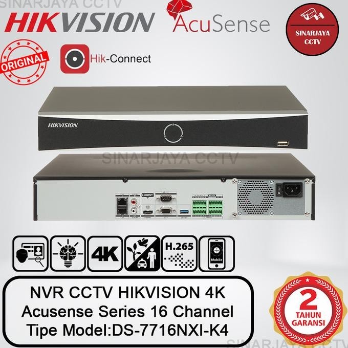 NVR CCTV Hikvision 16 Channel DS-7616NXI-K4 Acusense H.265+