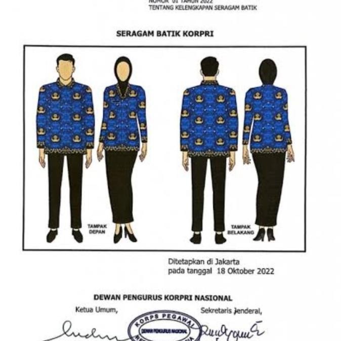Seragam Batik Pns Wanita Korpri - Badan Furing Hero