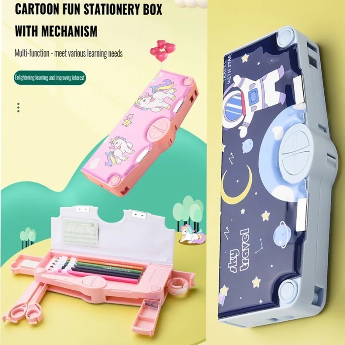 

KOTAK PENSIL POLA KARTUN LAPISAN GANDA TUNGGAL DENGAN RAUTAN KAPASITAS