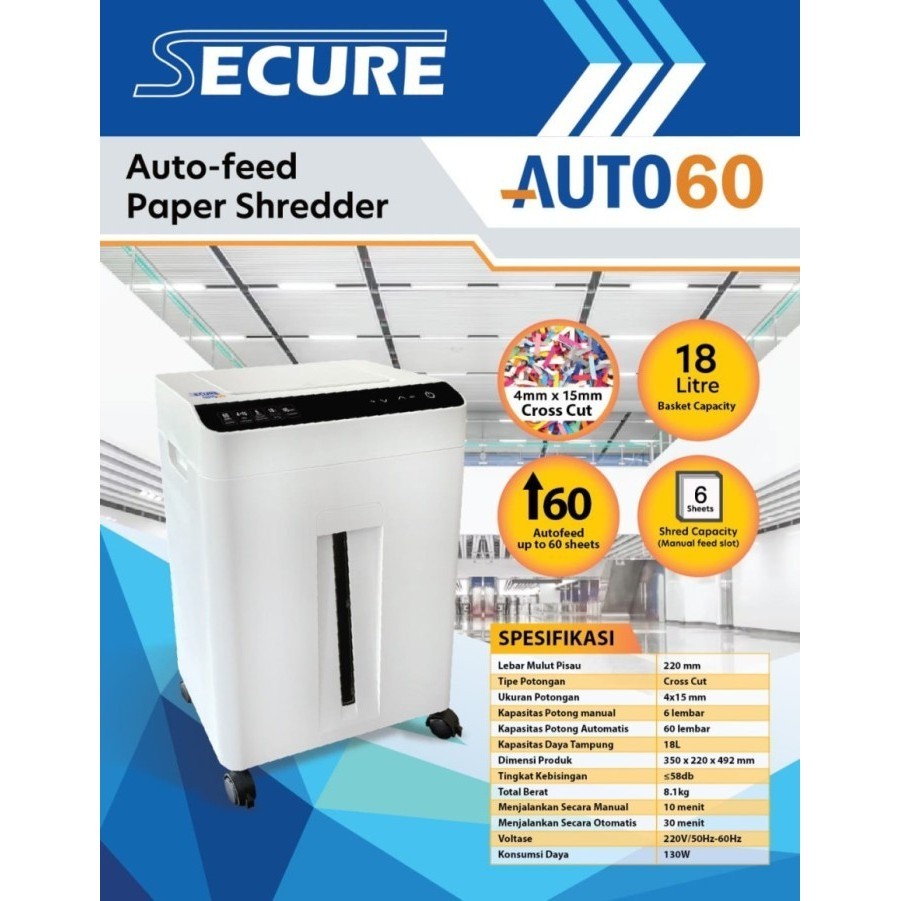 

Mesin Penghancur Kertas SECURE AUTO 60 AUTOFEED / Paper Shredder
