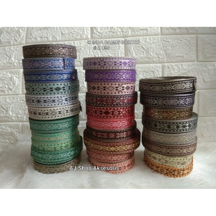 

Pita Renda Gamis Motif Bordir 3/4 Inch ( 2 cm ) .warna _15 meter
