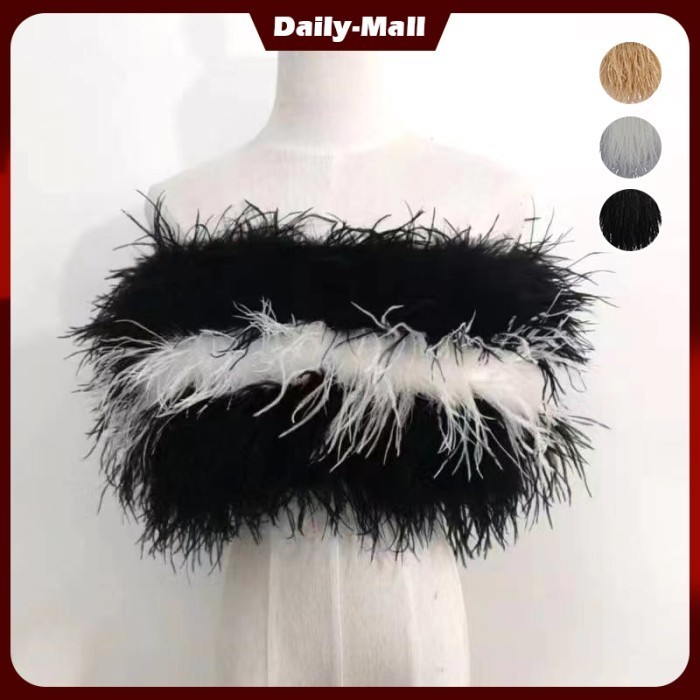 

1 Meter Bulu Ostrich Pendek Renda Aplikasi Bulu Ostrich Mewah