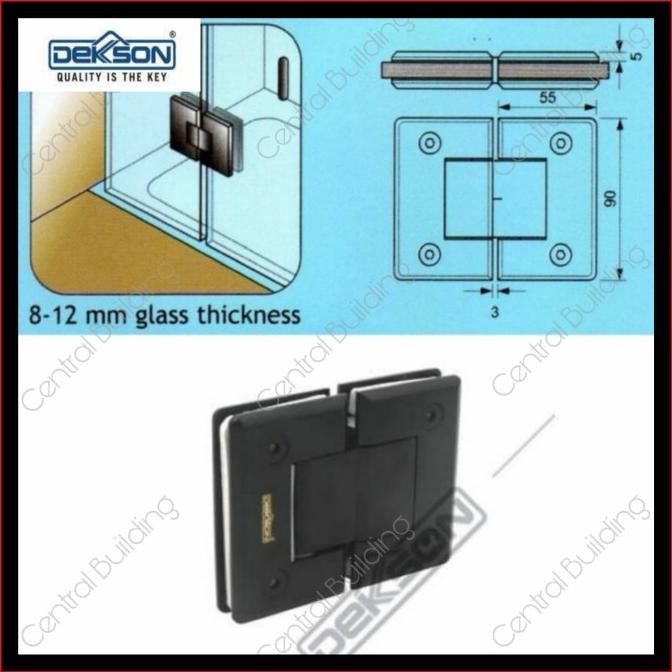 Shower Hinge Black Dekson Gg/Engsel Pintu Kaca Ke Kaca Hitam Dekson