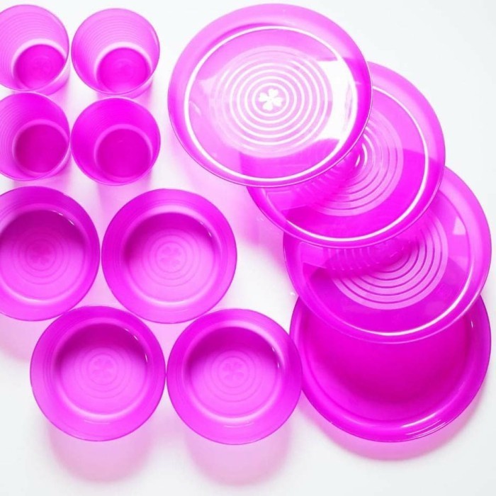 [ Ter ] Piring Gelas Mangkok Plastik Calista Set 12 Pcs