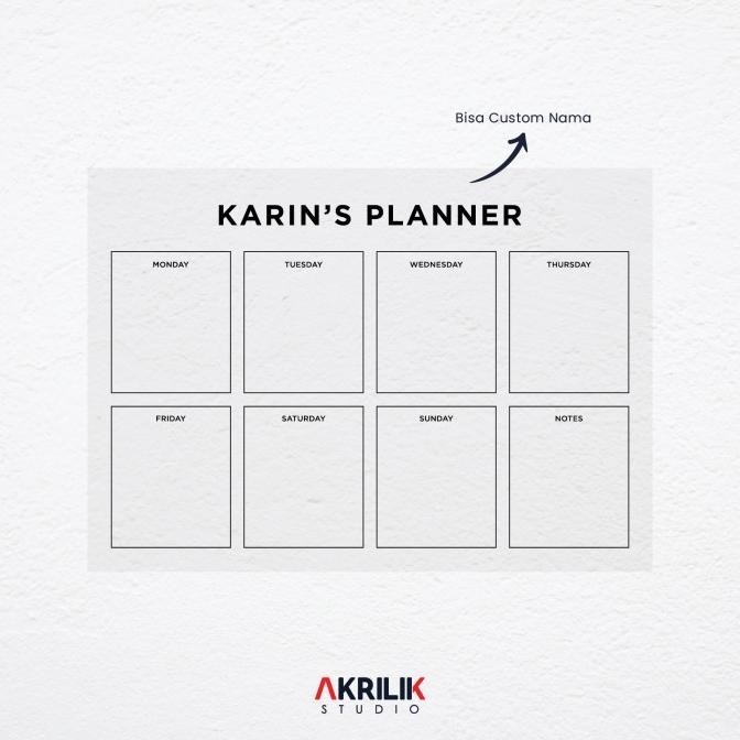 

Acrylic Planner Custom Nama Wall Schedule Board Akrilik Jadwal Minggu
