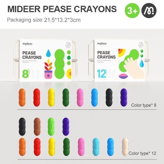

Mideer Washable Beeswax Based Pease Crayon 8/12
