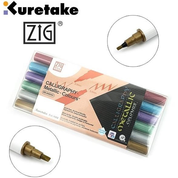 

Kuretake Zig Calligraphy Metallic Marker Pen Set 6