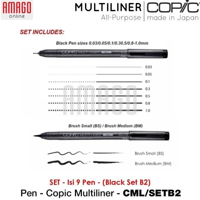 

Copic Multiliner Black Set B2 - 9 Pcs Pen - Cml/Setb2