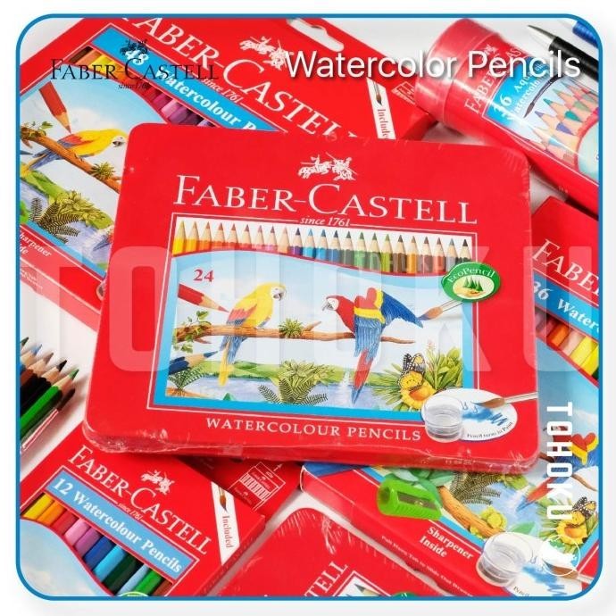 

(Kotak Kaleng) 24 Pensil Warna Air - Watercolour Pencils Faber Castell