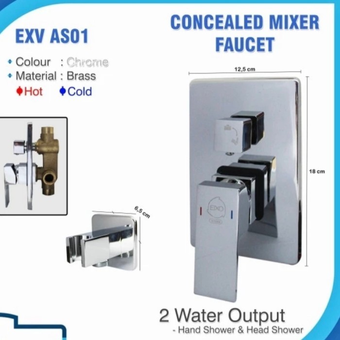 STOP KERAN TANAM MODEL TOTO 2 CABANG STOP KRAN SHOWER PANAS DINGIN