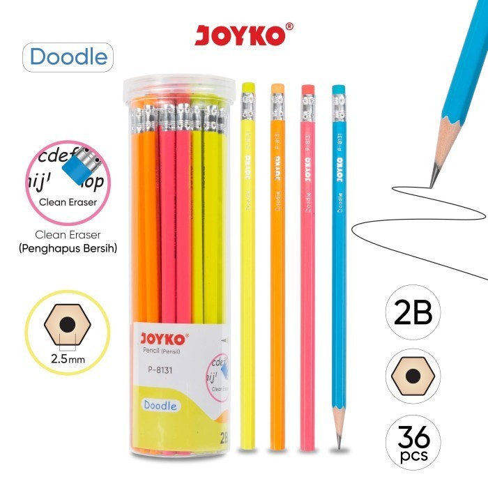 

Terlaris Pencil Pensil Joyko P-8131 2B 1 Drum 36 Pcs Doodle SALE