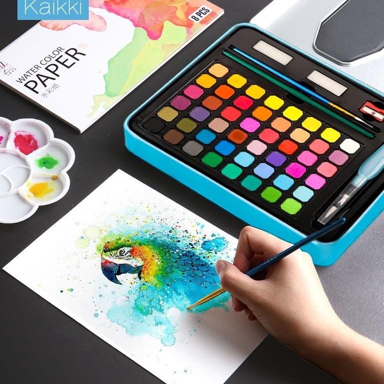 

KT78 Kaikki Watercolor Paint Set cat air warna 24/36/48 - Solid Alat Cat Air watercolor set (Termasuk Kuas dan Kertas Gambara) Sale