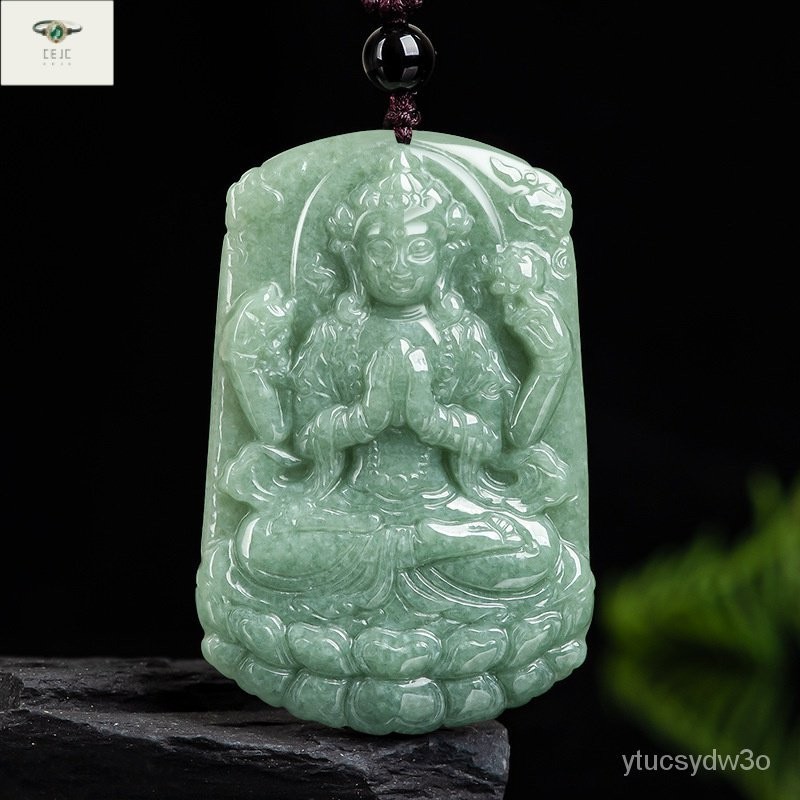 （Dengan Sertifikat）（ytucsydw3o）AlamiaLiontin Batu Giok Liontin Giok Kwan An-yin, Kalung Pria Giok Li