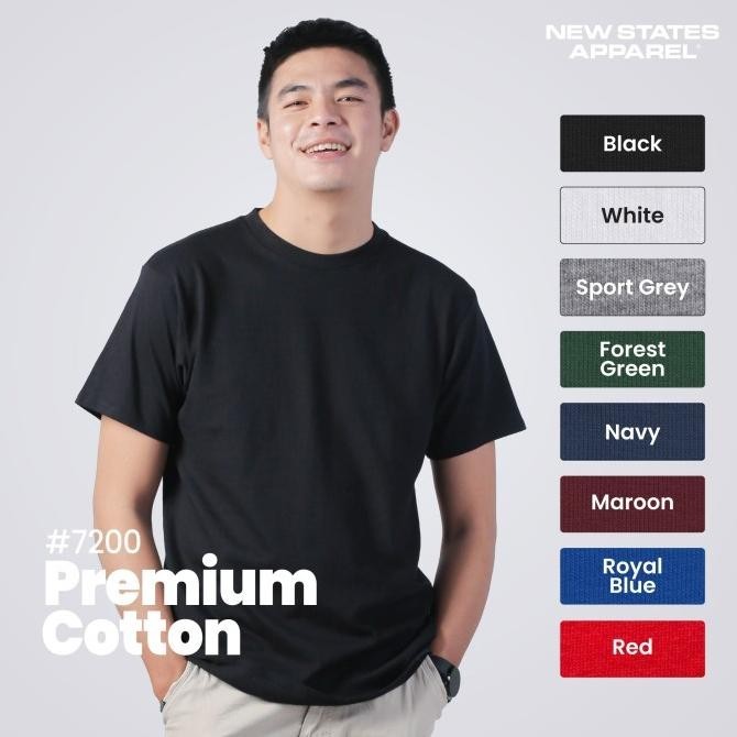 Kaos Polos New States Apparel 7200 Premium Cotton T-shirt