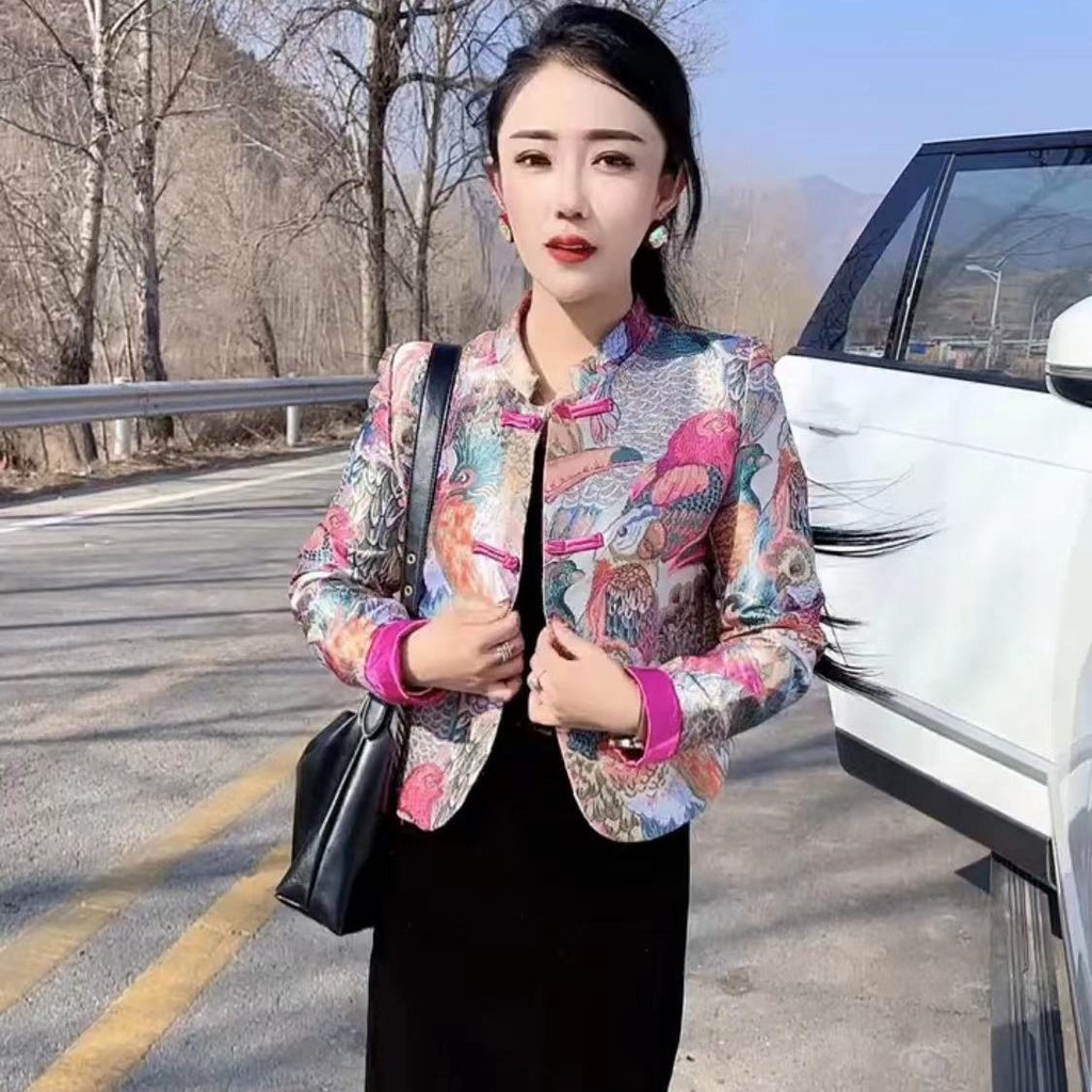 Mantel Wanita Bordir，Jaket Serbaguna Tradisional Retro, Jaket Gesper Gaya Cina Modis