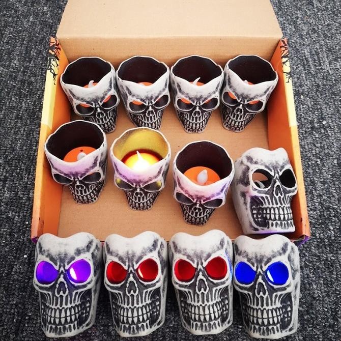 OLH - Lampu Skull Tengkorak Dekorasi Halloween Lampu Lilin Mata Nyala Murah TERLARIS