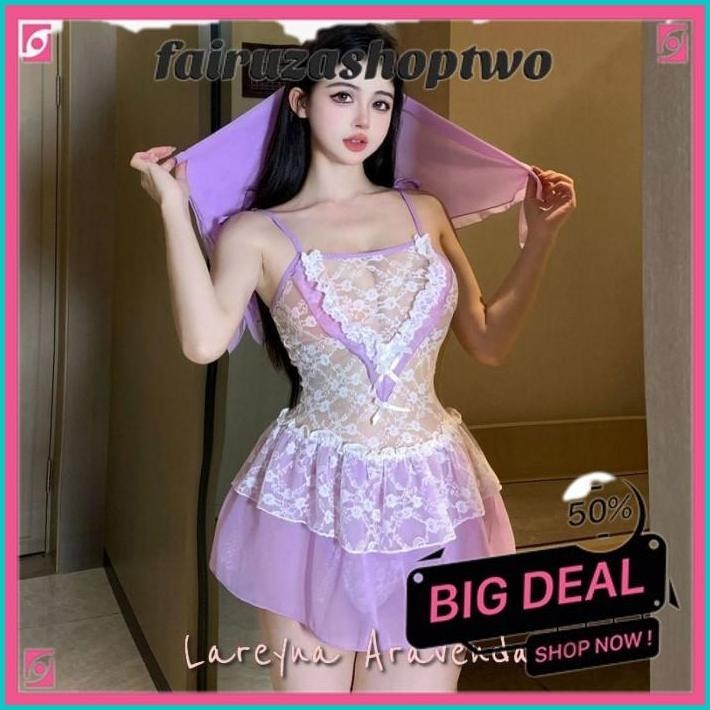 HIGHT QUALITY BAJU TIDUR WANITA MENGGODA KOSTUM COSPLAY PENGANTIN UNGU 