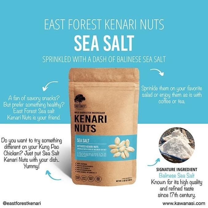 

East Forest Kenari Nuts Sea Salt 80 Gr - Kacang Kenari Garam Laut