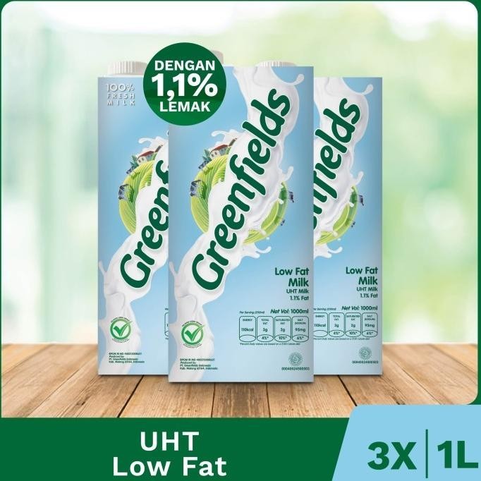 

[Triplepack] Susu Greenfields UHT Low Fat 1L x 3 pcs