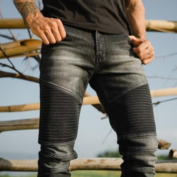 Weird Jeans -Biker Grey Madness -Celana Jeans Pria Skiny Slimfit