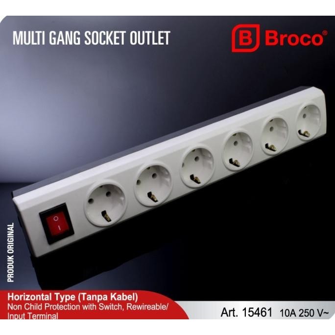 Broco 15461 Stop Kontak 6 Lubang (NCP + Switch)
