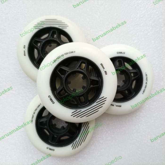WHEELS RODA INLINE SEPATU RODA 80MM 80A ROLERBLADE PU KARET WHITE ORIGINAL BEST QUALITY