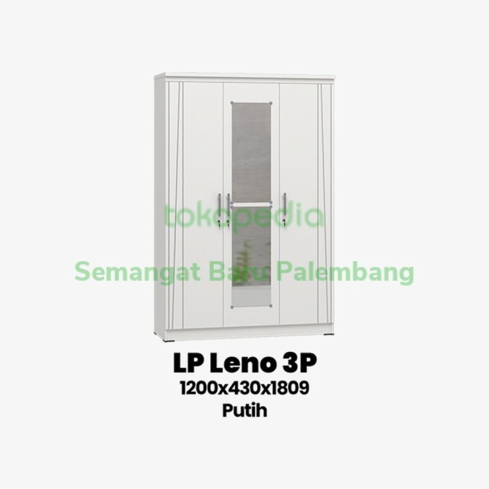 }}}}}}] Lemari Pakaian Kayu Olympic 3 Pintu Minimalis Putih lemari Baju Cermin