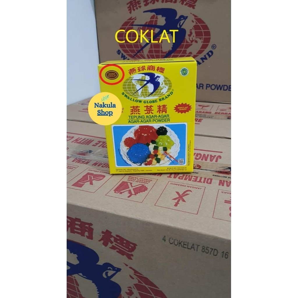 

AGAR AGAR SWALLOW GLOBE PUTIH/MERAH/HIJAU/COKLAT (1 BOX ISI 12 SACHET)