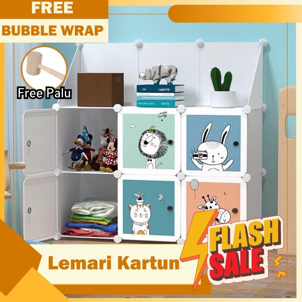 DFG LLB Lemari Pakaian Plastik Susun Lemari Kartun Lemari Anak Lemari Karakter Horizontal 6 Pintu | 