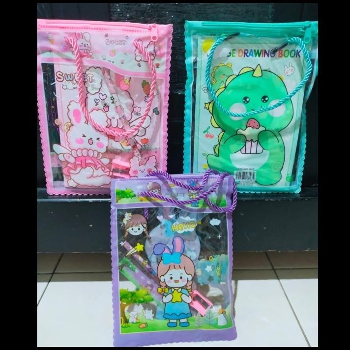

HOT DEAL STATIONARY SET FREE BAG / SET ALAT TULIS ANAK SEKOLAH MOTIF KARTUN !!!!