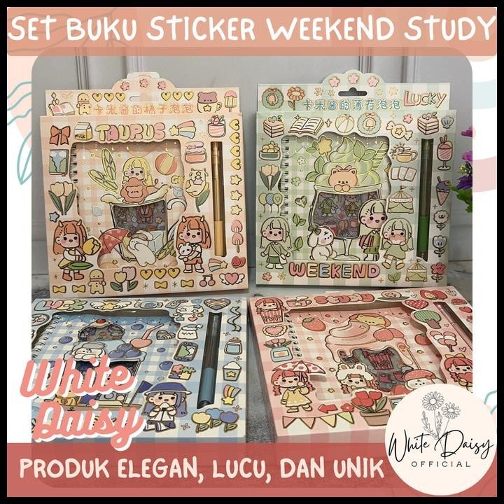 

TERMURAH SET BUKU STICKER + PULPEN WEEKEND STUDY HARD PREMIUM LUCU LUCKY SKY