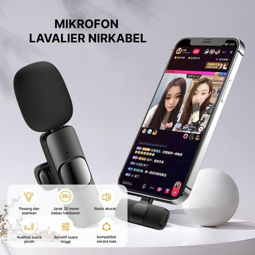 Promo Akhir Tahun Suirge Mini Lavalier Microphone Portable Live Audio Mikrofon Iphone Android Wirele