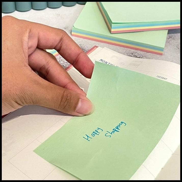 

GRATIS ONGKIR STICKY NOTES KERTAS WARNA-WARNI KEREN UKURAN 10X7.5CM ISI 100 LEMBAR !