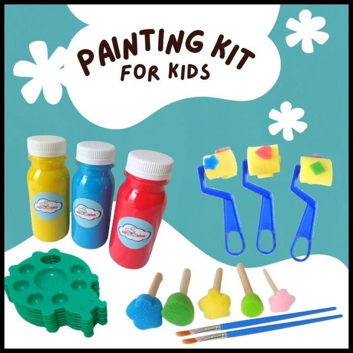 

TERBARU PAINTING KIT ALAT MELUKIS KANVAS ANAK KUAS CAT WASHABLE PAINT PALET !