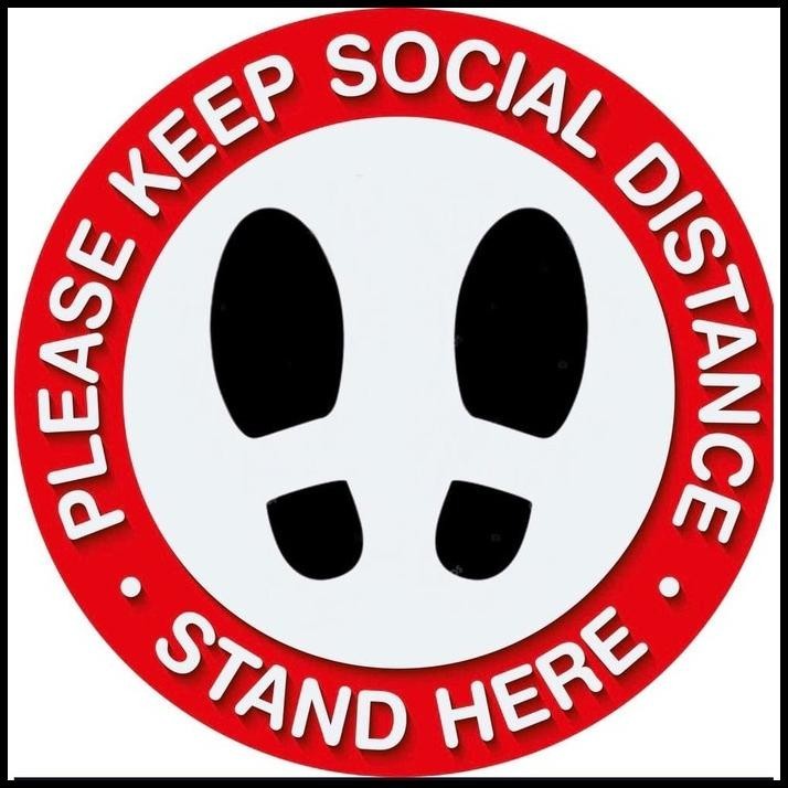 

TERBARU STICKER STIKER DISTANCE PLEASE STAND HERE MERAH PUTIH