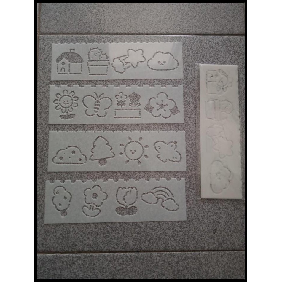 

HOT DEAL KERTAS JIPLAK ISI 4 PCS STENSIL 18X5.5 CM TEMPLATE GAMBAR !!