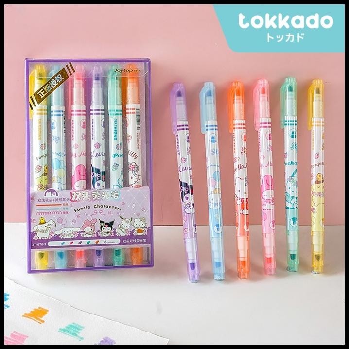 

GRATIS ONGKIR TOKKADO SANRIO HIGHLIGHTER PEN SET ISI 6 MARKER PENANDA WARNA PASTEL !!