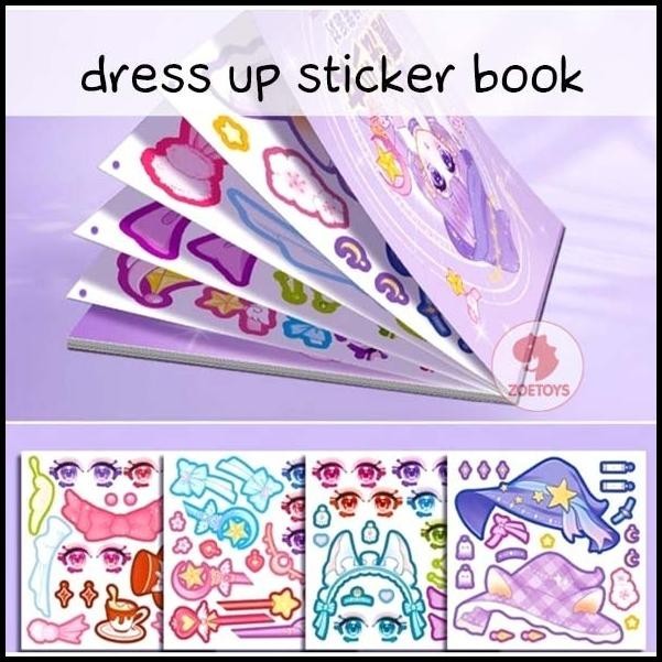 

DISKON ZOETOYS DRESS UP STICKER BOOK | CUTE GIRL REUSABLE DRESS UP STICKERS
